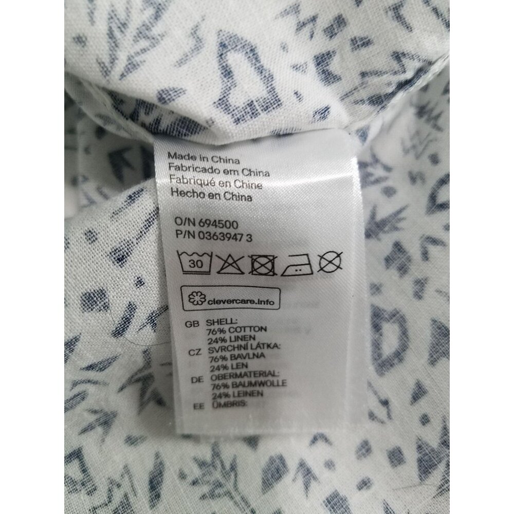 H&M Men’s White Blue Geometrical Pattern Long Sleeve Button Up Shirt Size M 159 - Picture 7 of 10